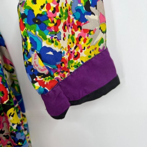 Johnny was Kimono Tunic Dress Colorful Floral Tie Back Silk Vibrant Small. - Picture 4 of 13